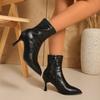 2026 New Autumn Winter Women Ankle Boots 22-24.5cm Elastic Fabric Pointed Toe  Short Boots High Heel Back Zip Skinny Boots