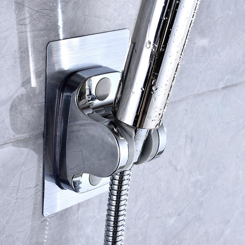 1Pc Wall Mounted Strong Adhesive Shower Head Bracket Abs Waterproof Adjustable Bathroom Shower Bracket Easy To Install Base