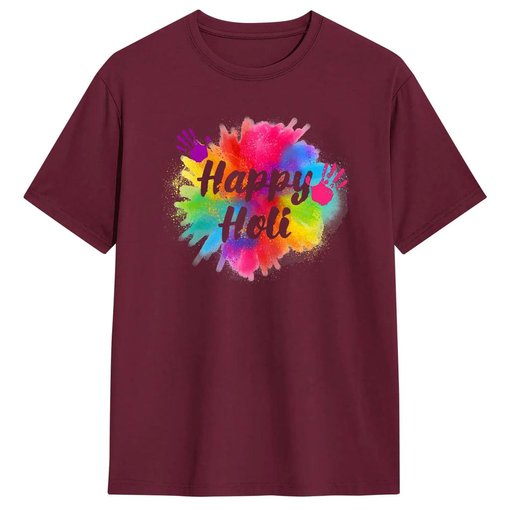 Happy Holi T Shirt WoUnisex s Color India Hindu TShirts For Unisexs Tee Shirt Short Sleeve Y2K Basic Top Tees