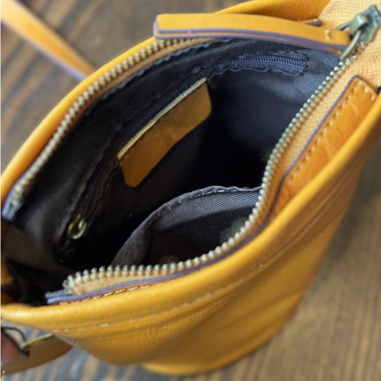 Johnature Casual Women Mini Bag Simple Solid Color Genuine Leather Versatile Small Bucket Shoulder & Crossbody Bags