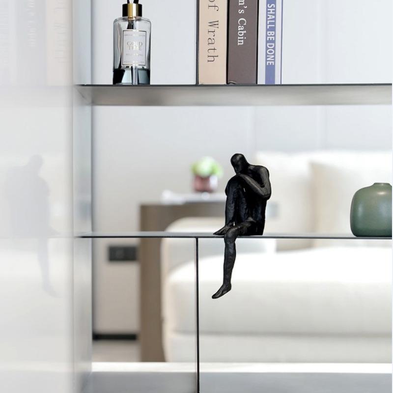 Creative Abstract Metal Human Sculpture Craft Irregular Thinker Statue Bar Cabinet Entryway Ornament Gift Indoor Decoration