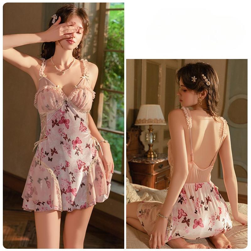 

Women s Lingerie Babydoll Chemise Sexy Lingerie Dress Nightgown Lace Dress Sleepwear Teddy Outfits for Women Bckless Nightgowns Ruffle Hem Nighty M