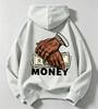 Y2K Street Style Kids' Hooded Sweatshirt with Money-handprint US Dollar Print and Loose Fit for Teenagers' Pullover Hoodie