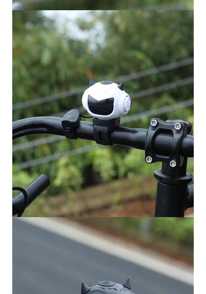 Loud Electric Bike Horn with Tri-Color Lights, USB-C Charging, Universal Fit, Night Warning Lamp