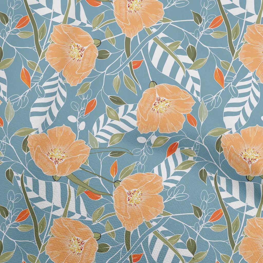 oneOone Bomull Flex Mørk Fersken Stoff Tropisk Blomstermønster Håndverksprosjekter Dekorasjonsstoff Trykt per Yard 40 Tommer