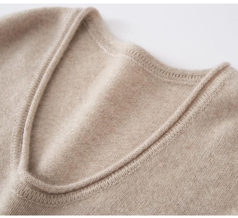 Women's U-neck Cashmere Mid-length Sweater - Fashionable, Loose, Versatile Autumn & Winter Knit Base Layer