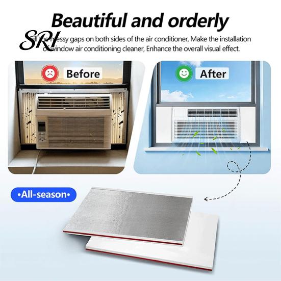Waterproof AC Insulation Panel 1 Set Window Kit Air Conditioner Foam Seal Panels Blocks Cold Heat Leaks Summer Winter Conditioning Weather Stripping