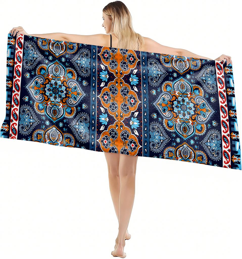 1PC Oversized Lightweight Beach Towel Bohemia Style Pattern Quick-Dry Beach Towel For Yoga Tourism Beach GYM Camping Swimming