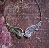 Vintage Angel Wings Feather Choker Big Pendant Aesthetic Link Chains Statement Necklace for Women Collar Wedding Tribal Gift