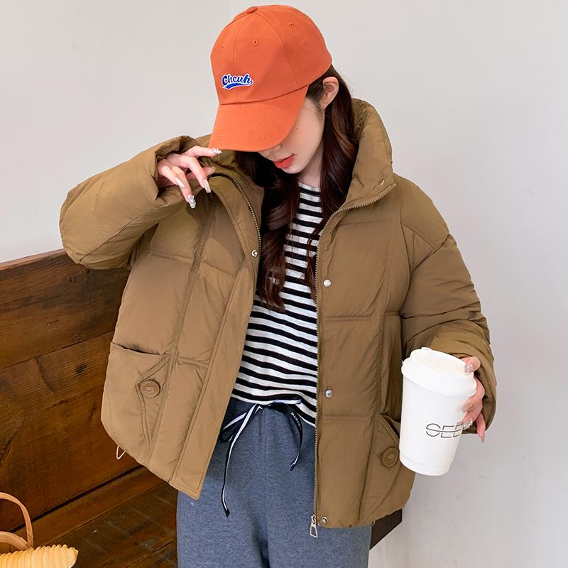 Kvinnor Höst Vinter Soild Färg Tjocka Ytterkläder Bomull Vadderad Hooded Warm Jacket Coat