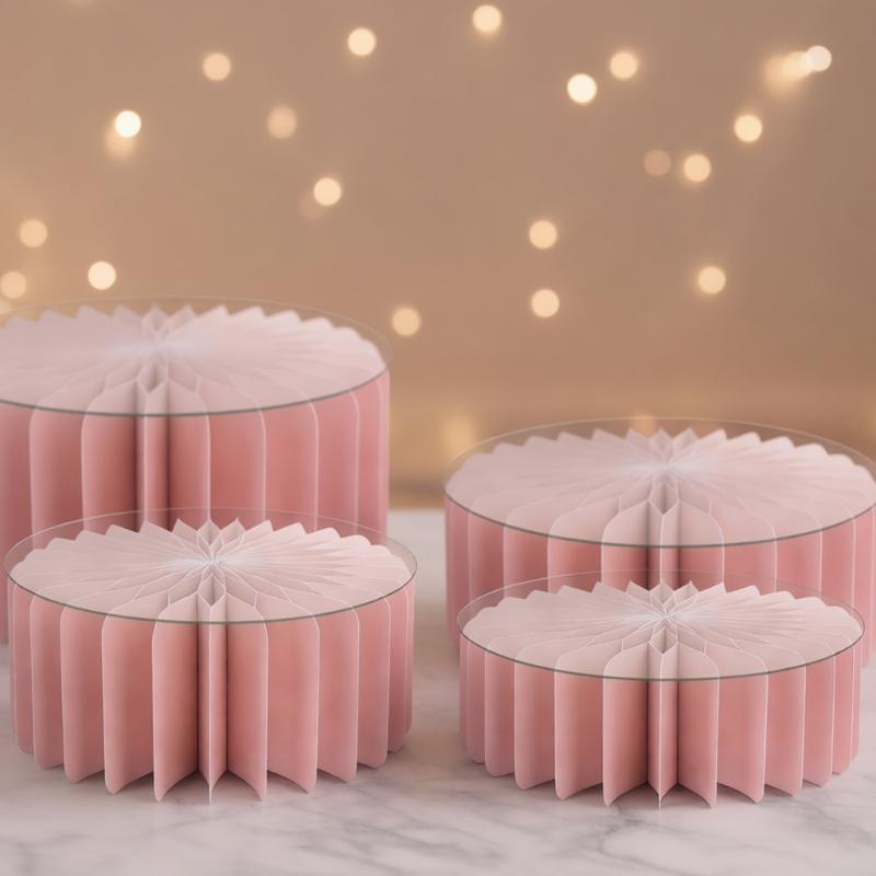 Confezione da 4 Alzatine per Dolci Pieghevoli Riciclabili Supporto in Carta per Esposizione di Dolci a Piani per Eventi Robusto e Sicuro