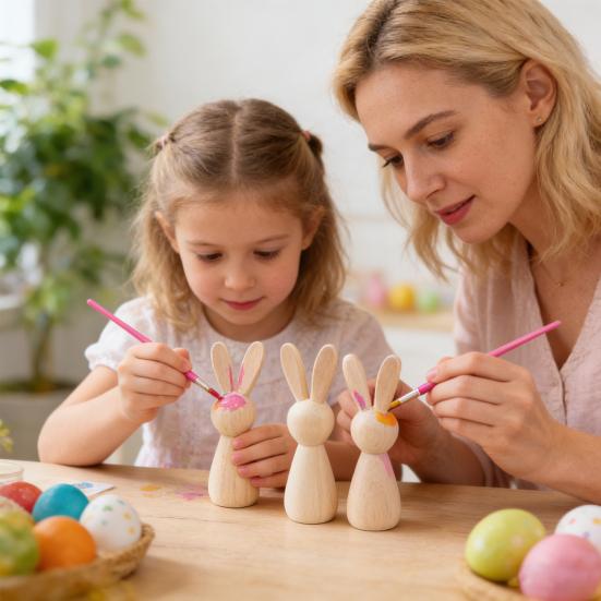 Unfinished Wooden Rabbit Wood Easter Blank Bunny Bunny Figurine Crafts DIY Mini Peg Dolls