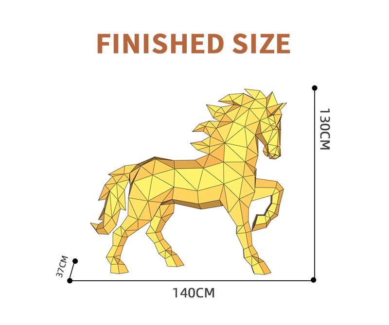 Golden Horse DIY Paper Model Ornament - Auspicious Year of the Horse Interior Art Set