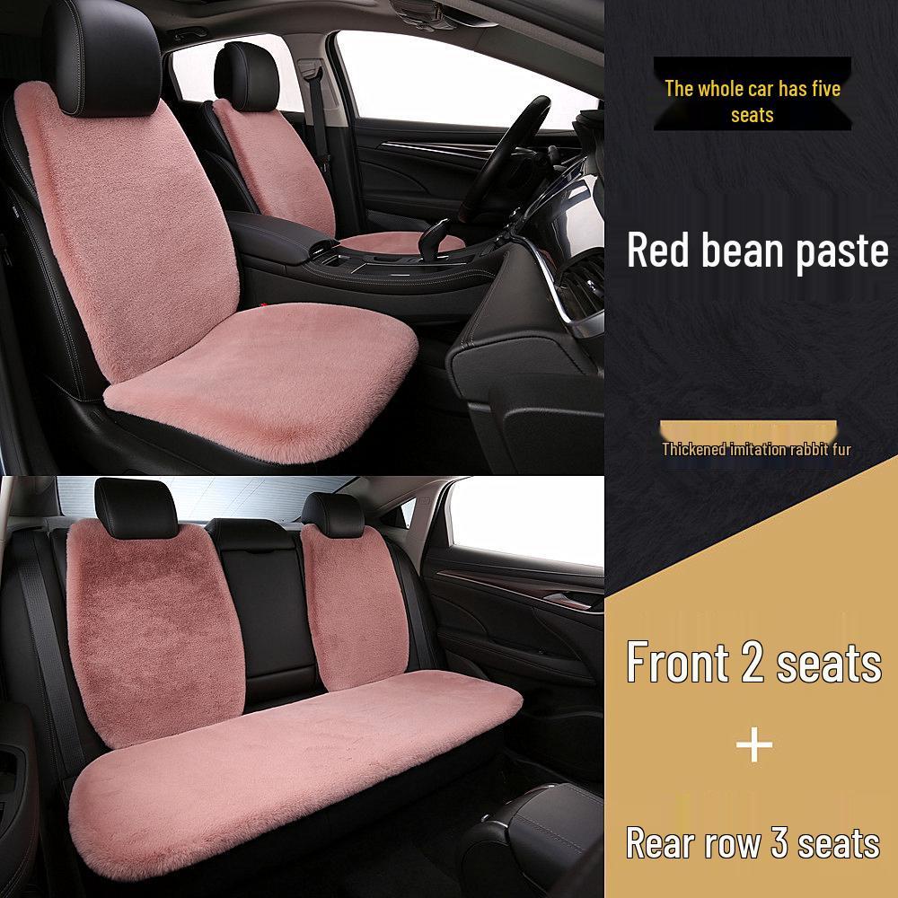 Universal Plush Car Seat Cushion Set - Faux Rabbit Fur, Short Hair, Winter Comfort for Rear Seats