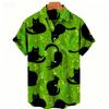 2026 Camicia Hawaiana Stampata Gatti Estiva da Uomo per Vacanza al Mare Top Casual Ampio Quotidiano