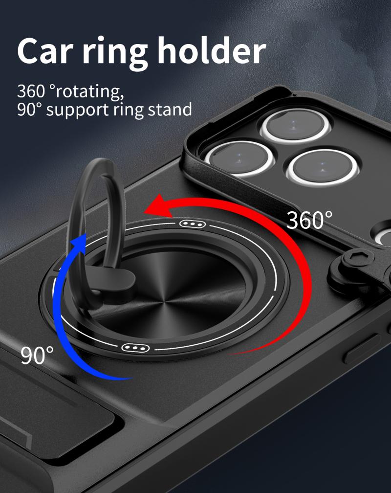 For Magsafe Magnetic Car Mount Ring Soft TPU + Hard PC 2-in-1 Phone Case For iPhone 17 Pro Max 15 13 12 14 16 Pro Max Back Cover