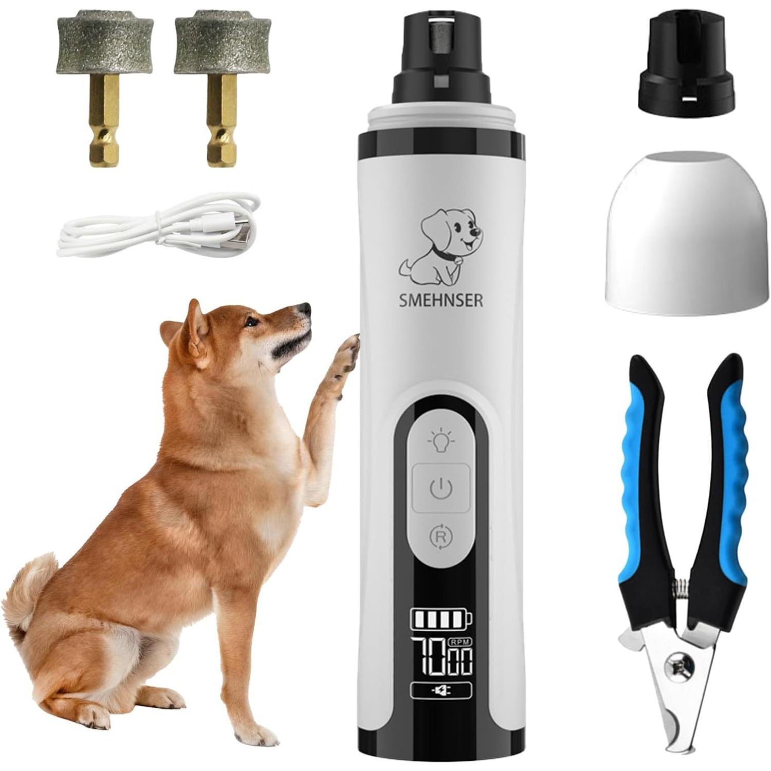 ahansi Dog Nail Grinder, 2026 Upgrade Quiet Dog Nail Grinder Cordless with LED Light & 3 Speeds, Quick USB Rechargeable Dog Nail Trimmer белый