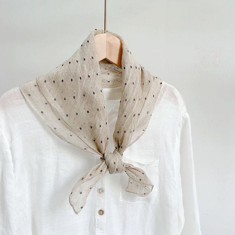 Unisex lněná šála v korejském stylu - Tenká, ochrana proti slunci, retro, přírodní barvy kapky rosy pro jaro/léto