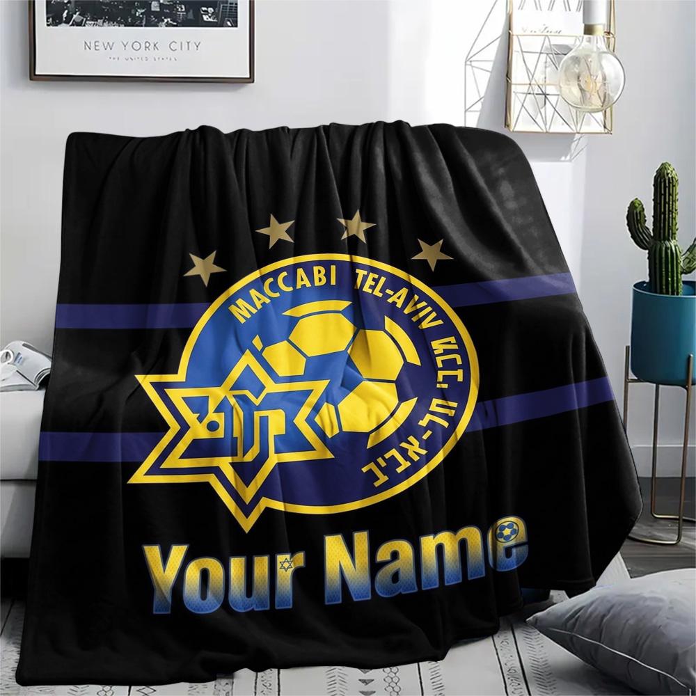1 Stück Maccabi Fanartikel Benutzerdefinierter Name Gemustert Flanelldecke Geeignet Für Alle Jahreszeiten Für Heimdekoration Wärme Und Komfort Geschenke Feiertagsgeschenk