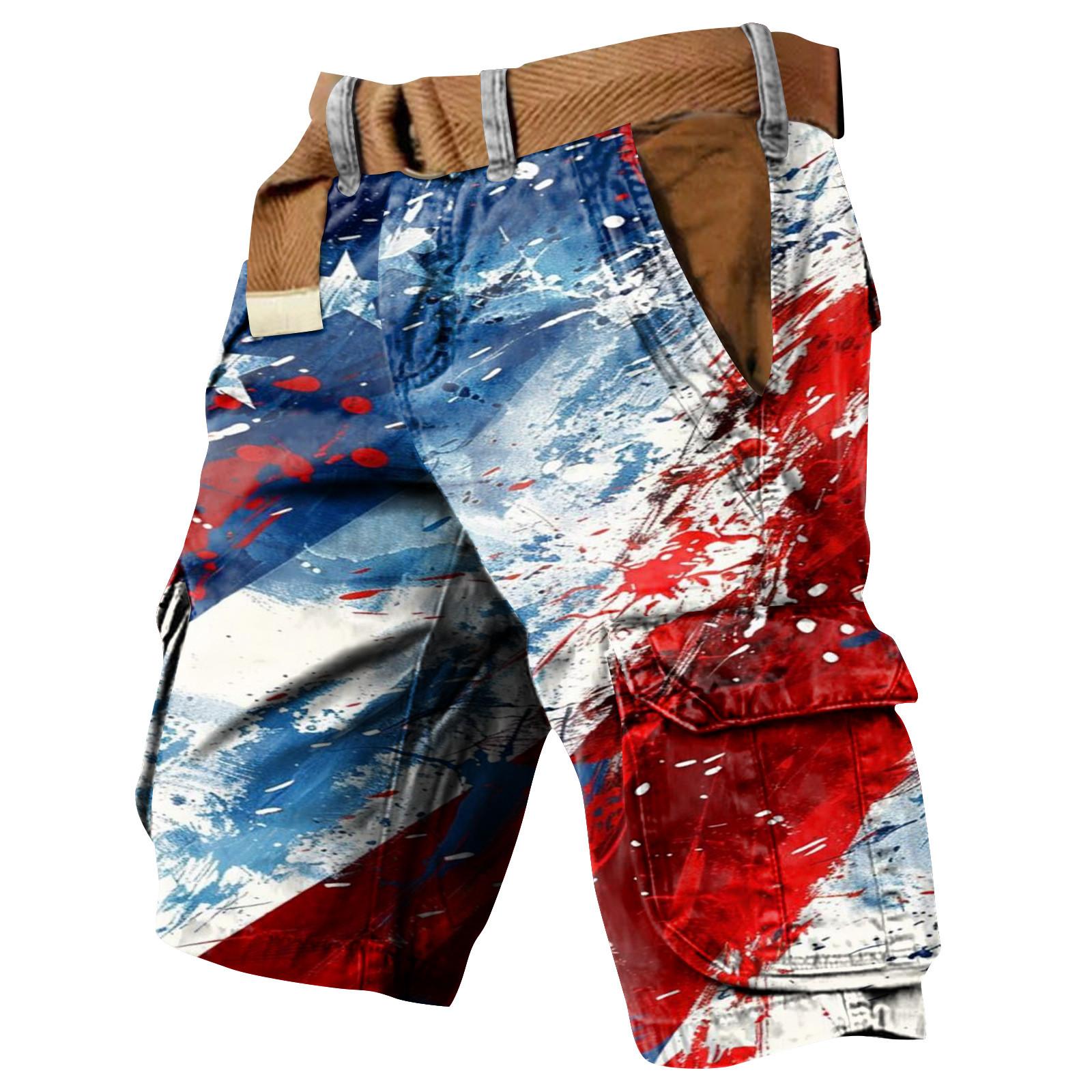 

Мужские рабочие шорты с принтом Дня независимости и несколькими карманами XL