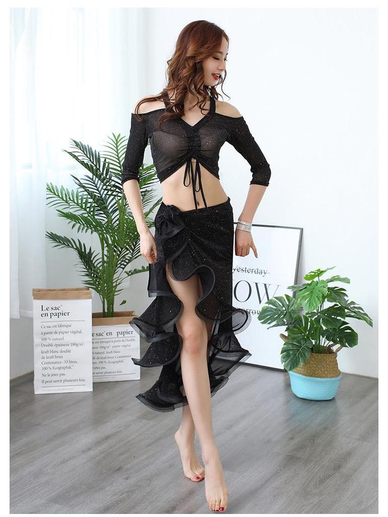 Huayu Belly Dance Practice Set: Hip Scarf Skirt for Women - Spring/Summer