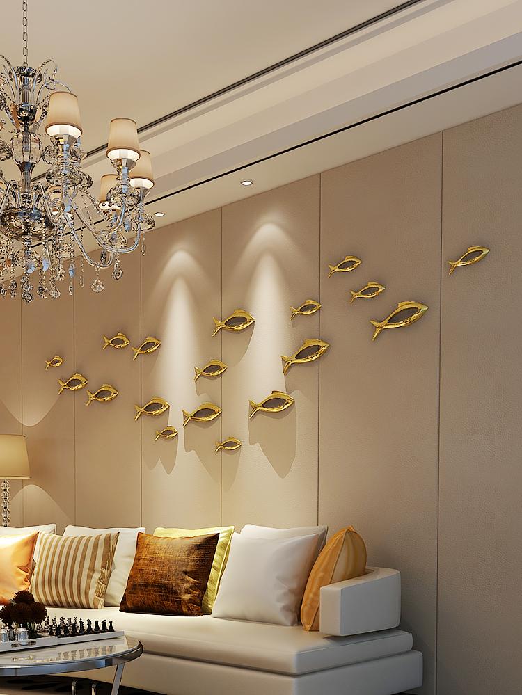 Wall Decor Creative Plastic Electroplating 3D Fish Home Decoration Living Room Sofa Background Wall Decoration Hanging Decor