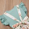Neugeborenen  Blumige Sommer-Outfits Geripptes T-Shirt und Shorts Stirnband
