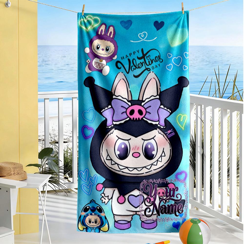 Labubu Customize Text Beach Towel High Absorbency & Quick-Dry Portable for SwimmingBeachCamping Travel Beach AccessoriesGym