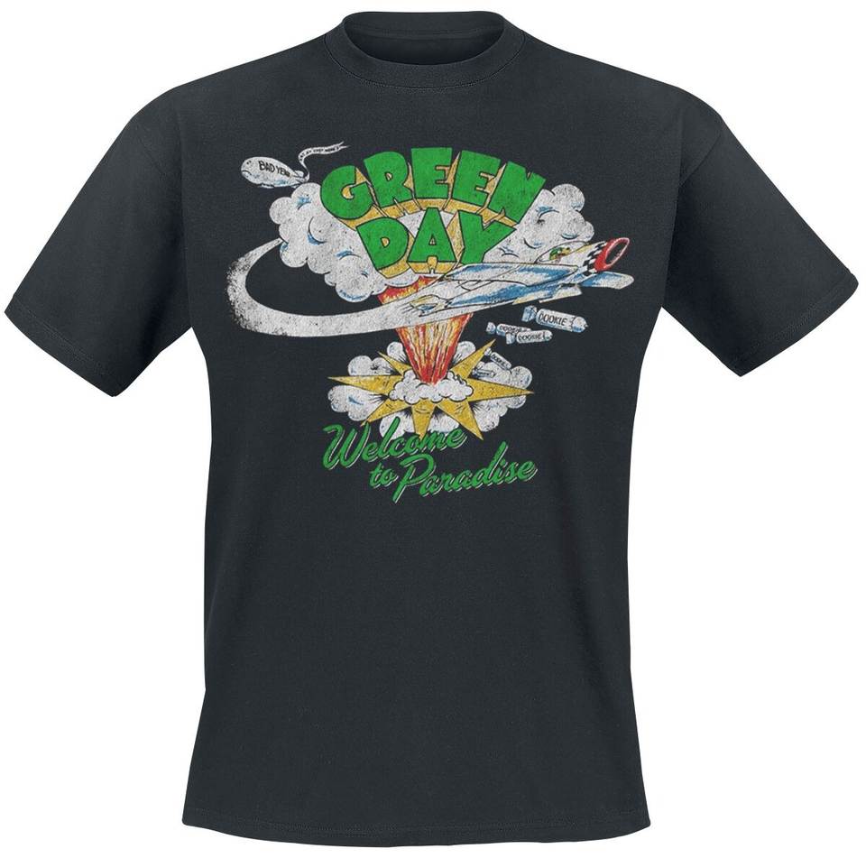 Green Day Welcome To Paradise Print Cotton T-shirt Men Women Punk Rock Band Unisex Short Sleeve Casual Tee