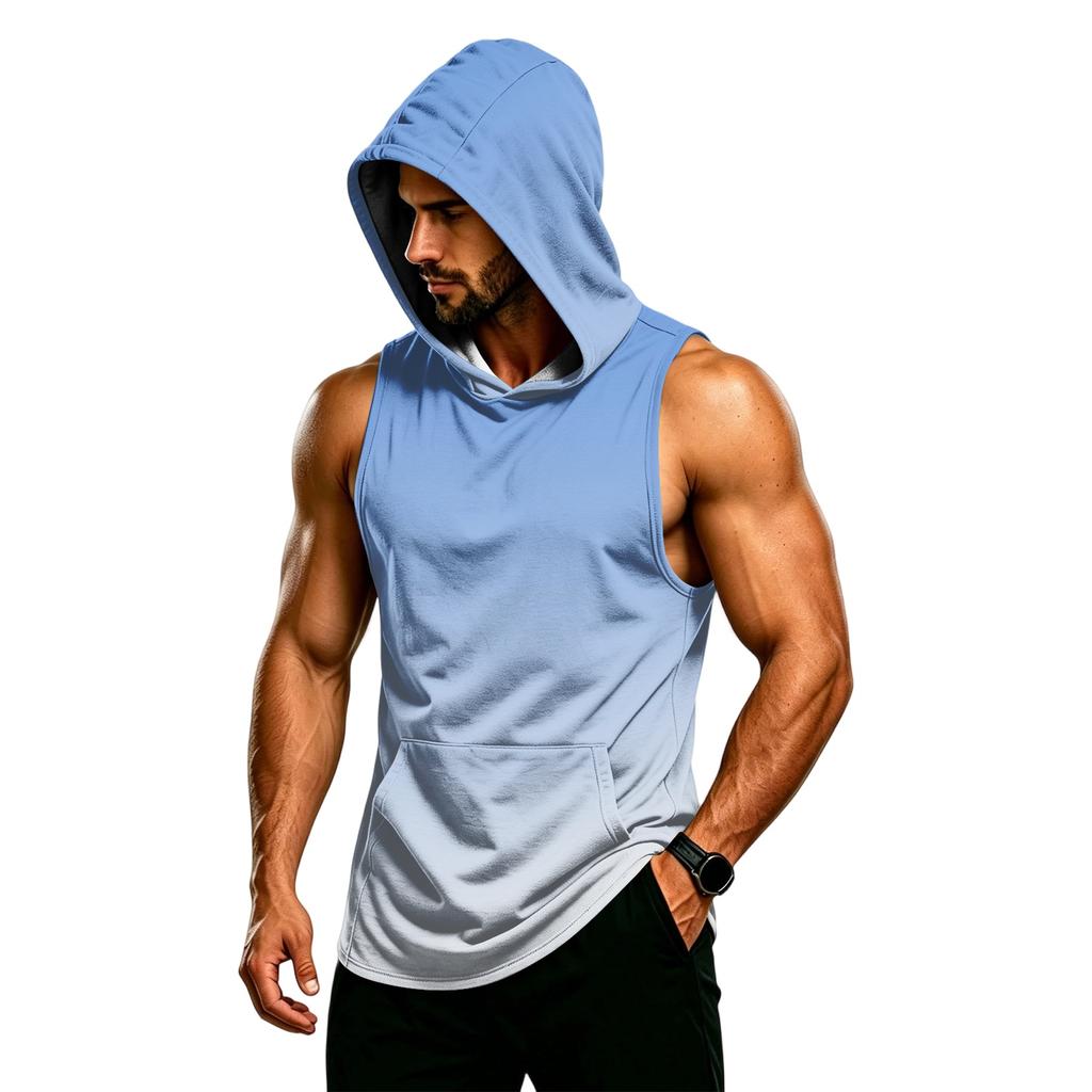 Men's Muscle Fit Sleeveless Hoodie Tank Top Gym Workout Breathable Quick Dry Athletic Vest for Training
