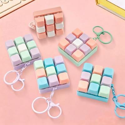 Macaron Color Keyboard Key Fidget Keychain, Clickable Toy, Stress Relief Gadget For Office, School And Daily Use
