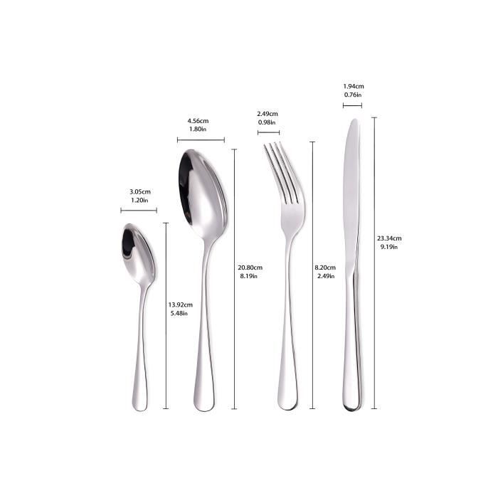 Cutlery Set - Stainless Steel - 24 Pieces - Stainless Steel - Dishwasher Safe - Silver