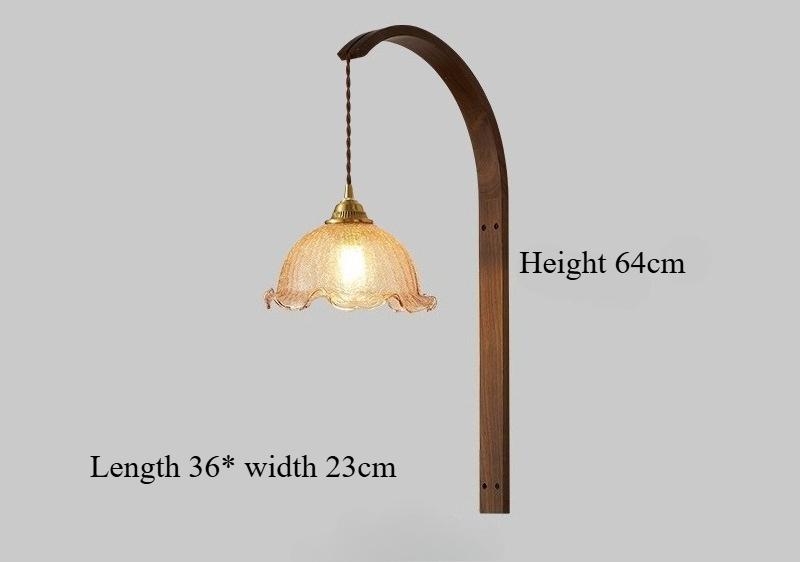 Japanese Retro Copper Wall Lamp Walnut Living Room Background Wall Corridor Study Bedroom Bedside Lamp Lighting