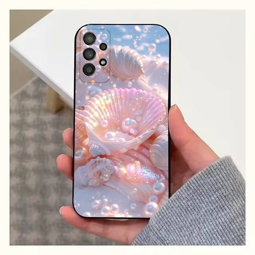 Dazzling Pink Conch Case For Samsung S21,S9,S22,S25,S20,S10,Plus,Ultra,S24,S23,FE,Lite,Soft Silicone Black