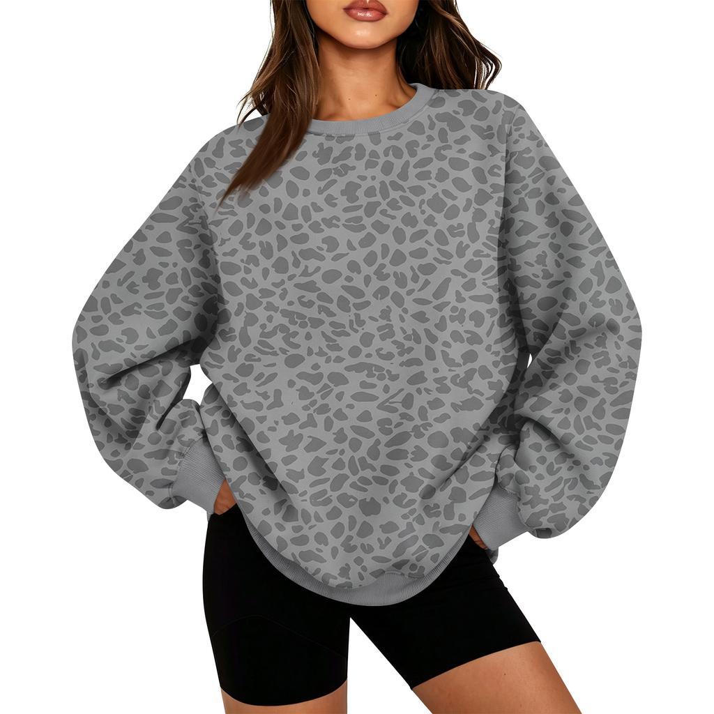 Women's Trendy Casual Long Sleeve Leopard Print Neck Top for Everyday Wear