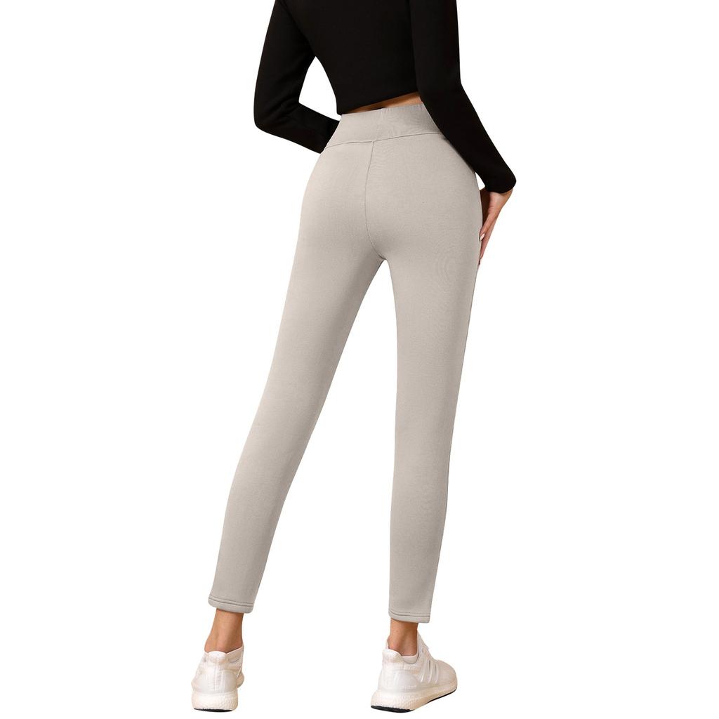 Ladies' Lamb Wool Thickened High Waisted Slimming Pencil Pants With Bottom And Warm Pants