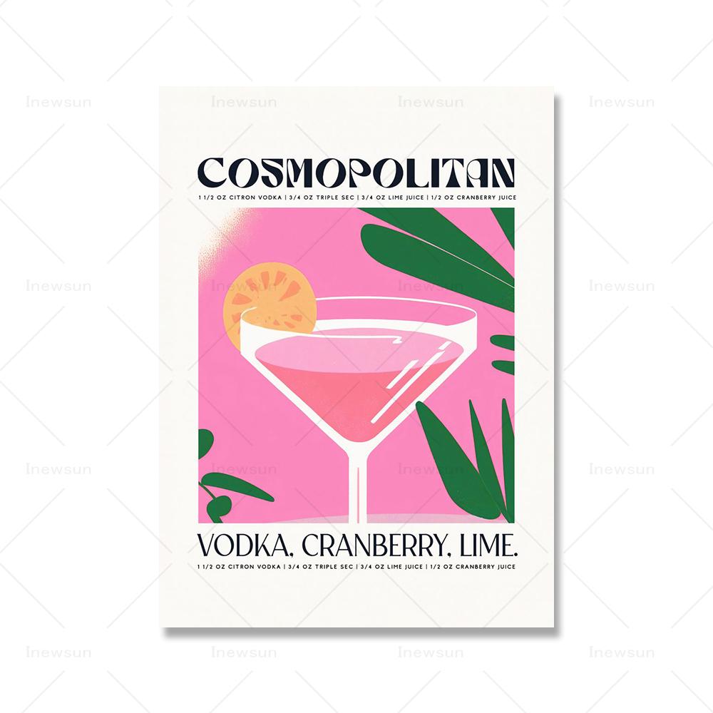 

Коктейль Bramble Negroni Rum Sour Drinks Wall Art Холст Картина Винтаж Тропический Комната Плакат И Печать Для Декора Кухни Бара 21x30cm No Framed