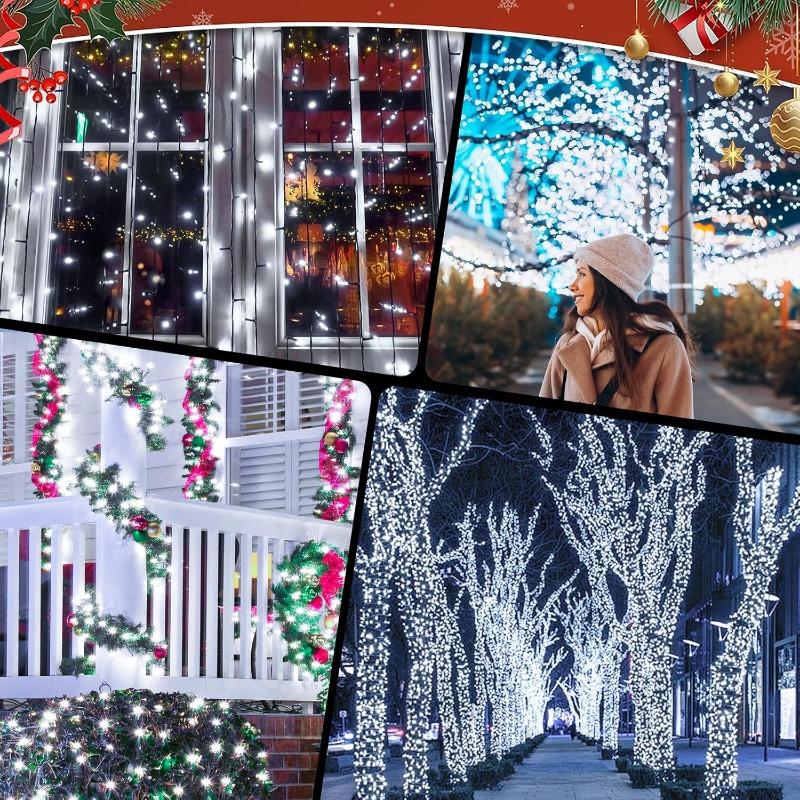 Solarne Lampki Sznurkowe Zewnętrzne Wodoodporne, LED-owe Solarne Lampki Świąteczne z 8 Trybami Oświetlenia, Zasilane Solarnie Oświetlenie Drzewka na Zewnątrz na Patio, Podwórko, Ogród