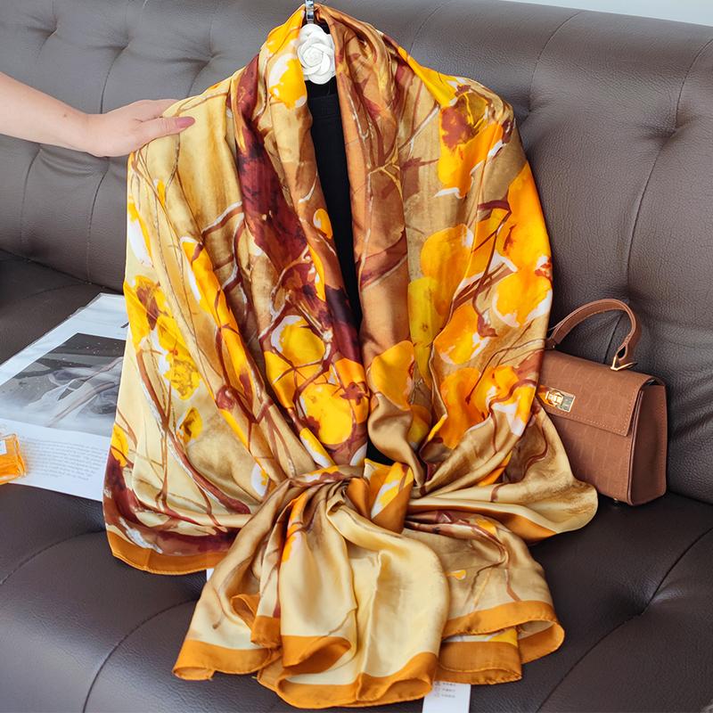 180*90cm Brand Designer Silk Scarf Female Foulard Bandana Long Shawls Wraps Winter Neck Scarves Pashmina Lady Hijab Luxury New