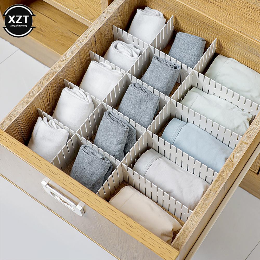 4Pcs Drawer Divider Adjustable Plastic Free Combination Partition Storage Shelves Underwear Socks Organizer for Makeup Clapboard