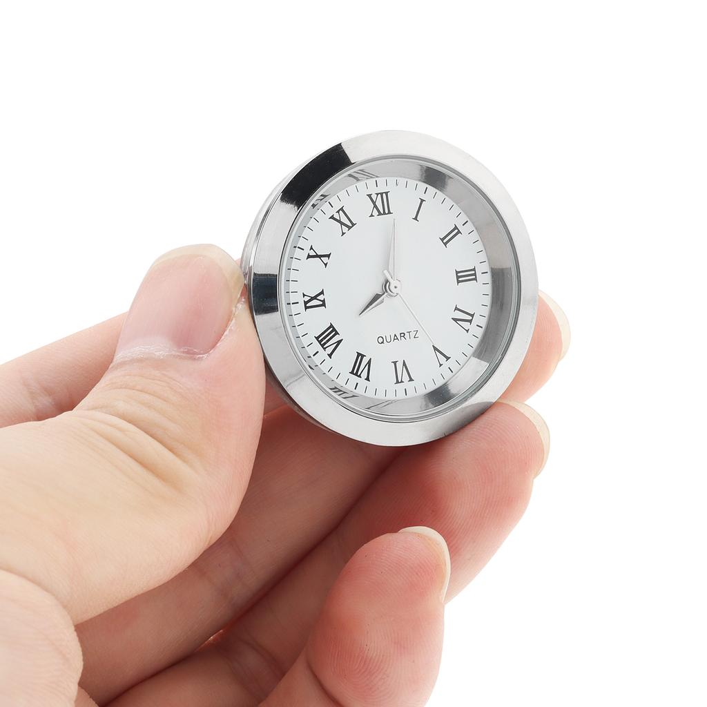 1-1/2 palca (37 mm) Kremenný strojček Okrúhla Mini Vložka do hodín pre otvor s priemerom 35 mm so strieborným rámčekom, Miniatúrna remeselná náhrada hodín
