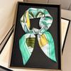 New Contrasting Color Flower Square Scarf Retro Plant Flower Printing Silk Scarf Spring and Summer Versatile High-end Sunscreen Square Scarf