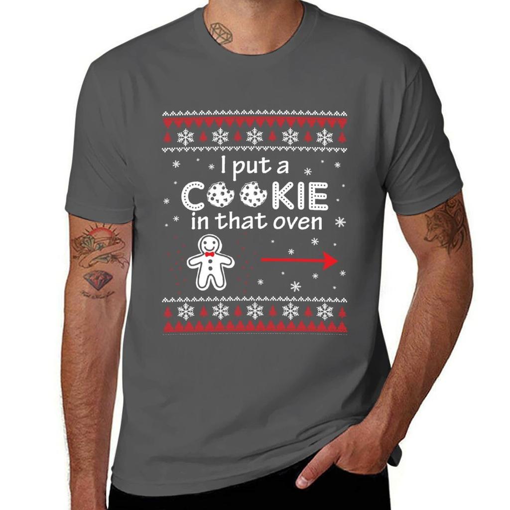 Cookie Maternity Christmas Cookie In This Oven Father Dad TShirt Sporty Breathable Short Sleeve TShirt