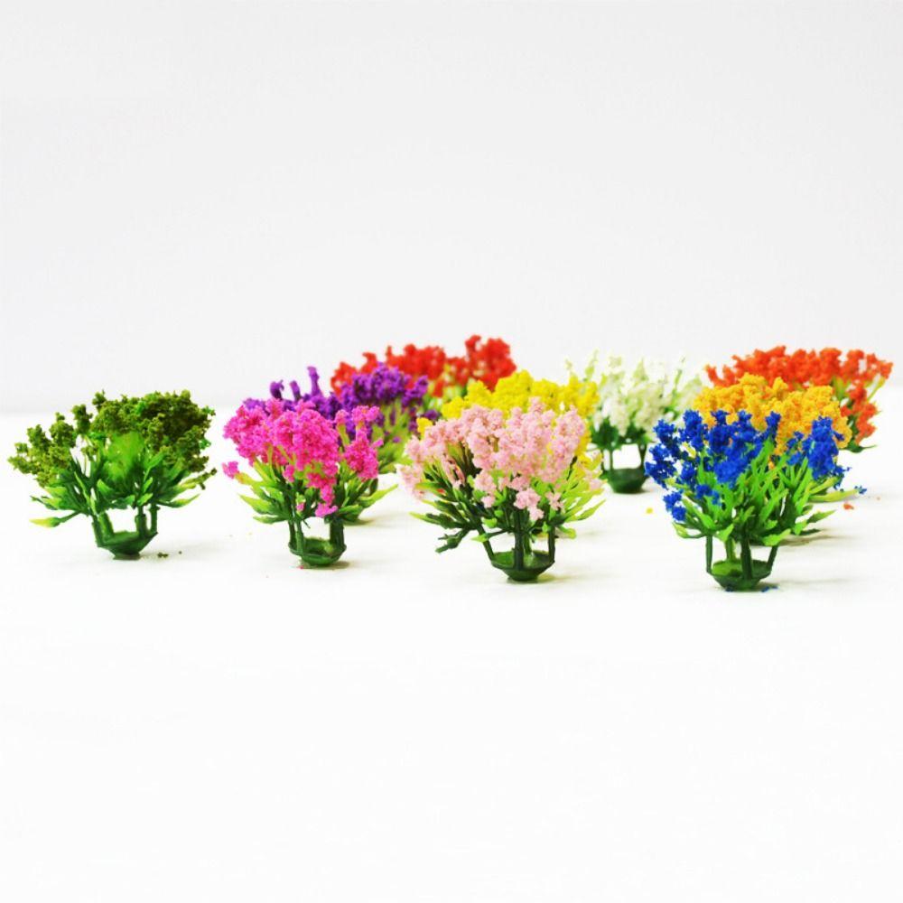 5pcs Mixed Colorful Miniature Flower Cluster Plastic Outdoor Scene Materials New Sand Table Model