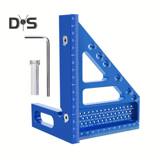 

Линейка для чертежей 22,5-90 градусов со штифтом, 6 отверстий, высокоточная, портативная, удобная для переноски, плотницкий угольник, инструмент для деревообработки B синий