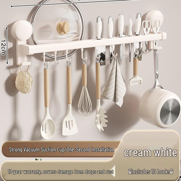 Cup Suction Nodrill Hook Kitchen Wallmounted Storage Rack For Spatulas Spoons Knives