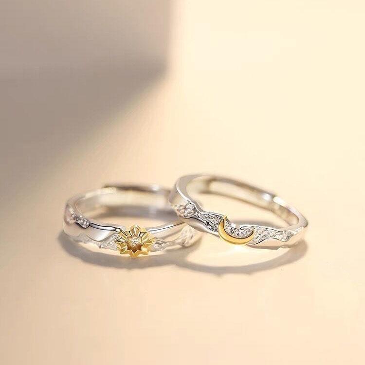 Sun and Moon Tonghui Couple Ring Ring A pair of new niche design sense birthday gift girlfriend male adjustable