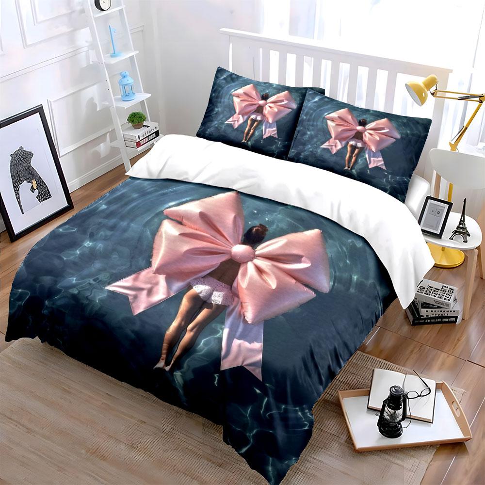 Swimming Pool Inflatable Bow Decor Bedding Set with 1 Duvet Cover 2 Pillowcases Single Double King Queen, Gift