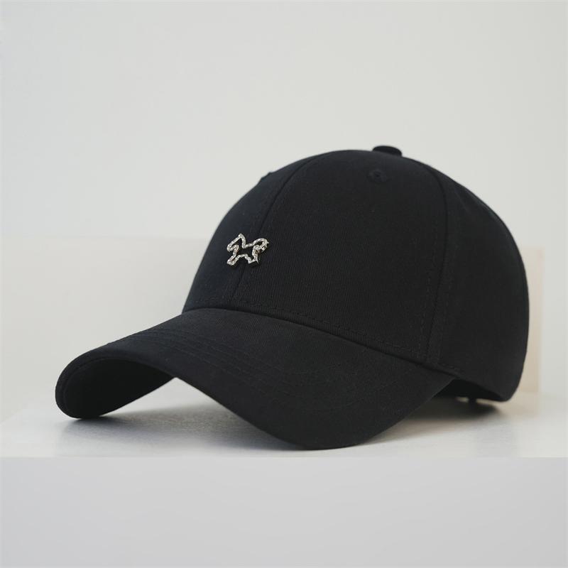 

Кепка-бейсболка с блестками и изображением пони, козырек от солнца, женская, весна-лето, жесткий козырек чёрный