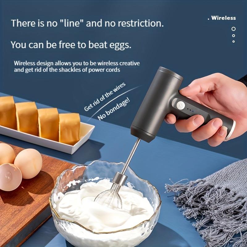 1PC Cordless Electric Egg Beater with Attachments - USB Rechargeable Lightweight Suitable for Home and Professional Baking Use